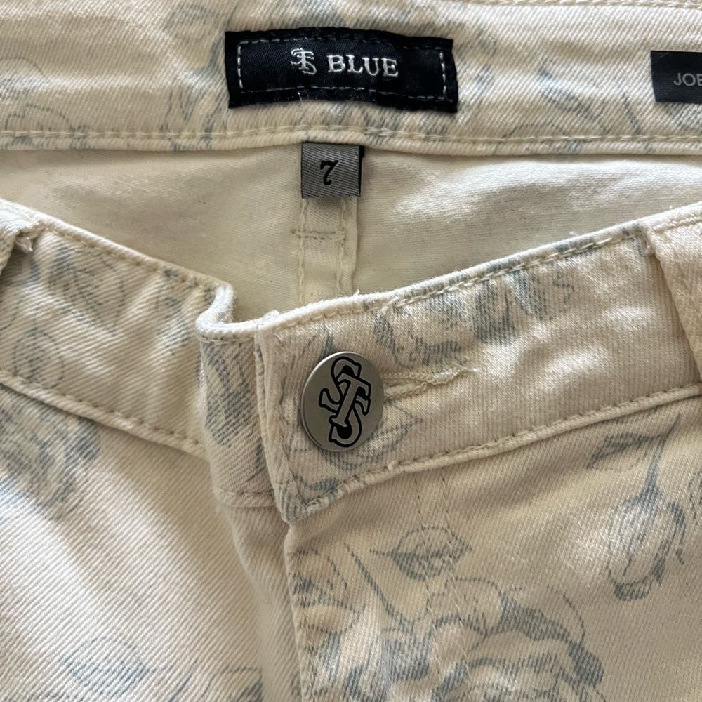 STS blue jeans soft white with blue flowers - Picture 5 of 6